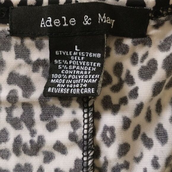 Adele May Top Large Blouse Sleeveless Animal Print Flowy Sheer Mixed Media Tunic - Picture 12 of 16